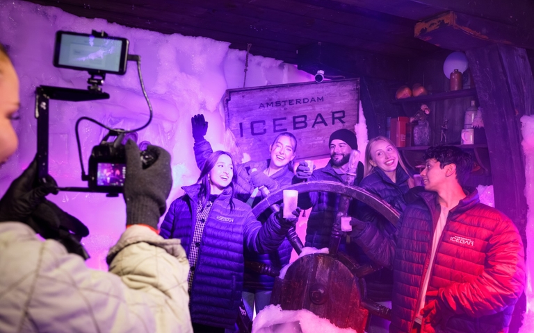 Get your photo taken at the amsterdam icebar in the cold