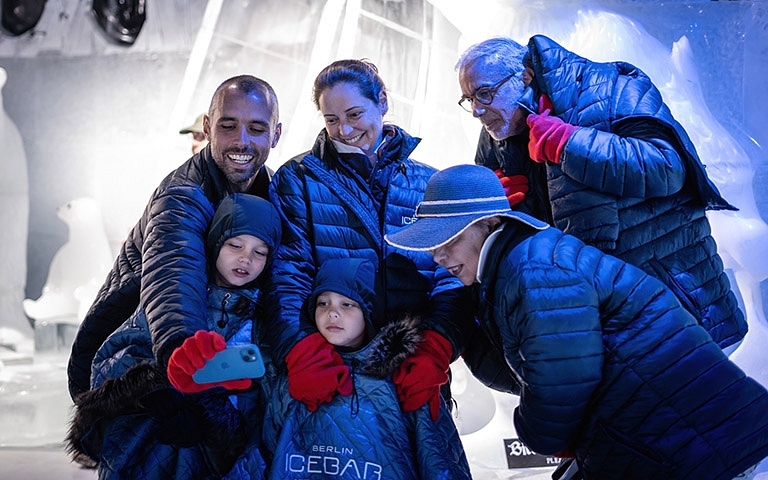 Family photo in the icebar